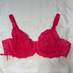 Adore Me Pretty Coral Lace Bra Lined w/ One Thin Layer, 40 C